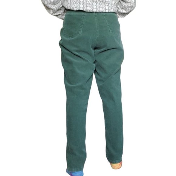 Vintage 90s Army Green Corduroy Mom Jeans High Waist Tapered Leg Sz 14 X 30‎ - Picture 4 of 11